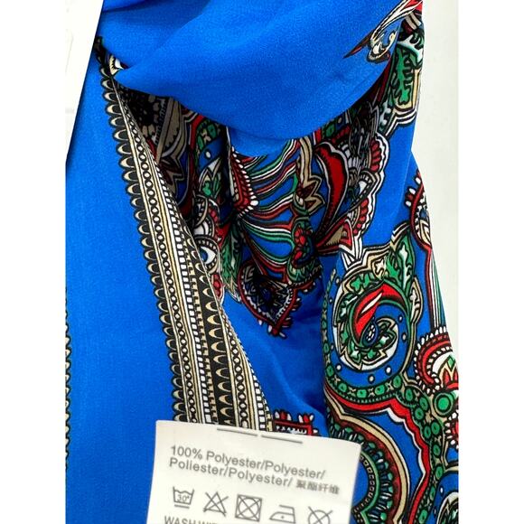 Missguided Blue Paisley Print Twist Front Cami Tank Dress Women's Size 6 NWT - Picture 11 of 13